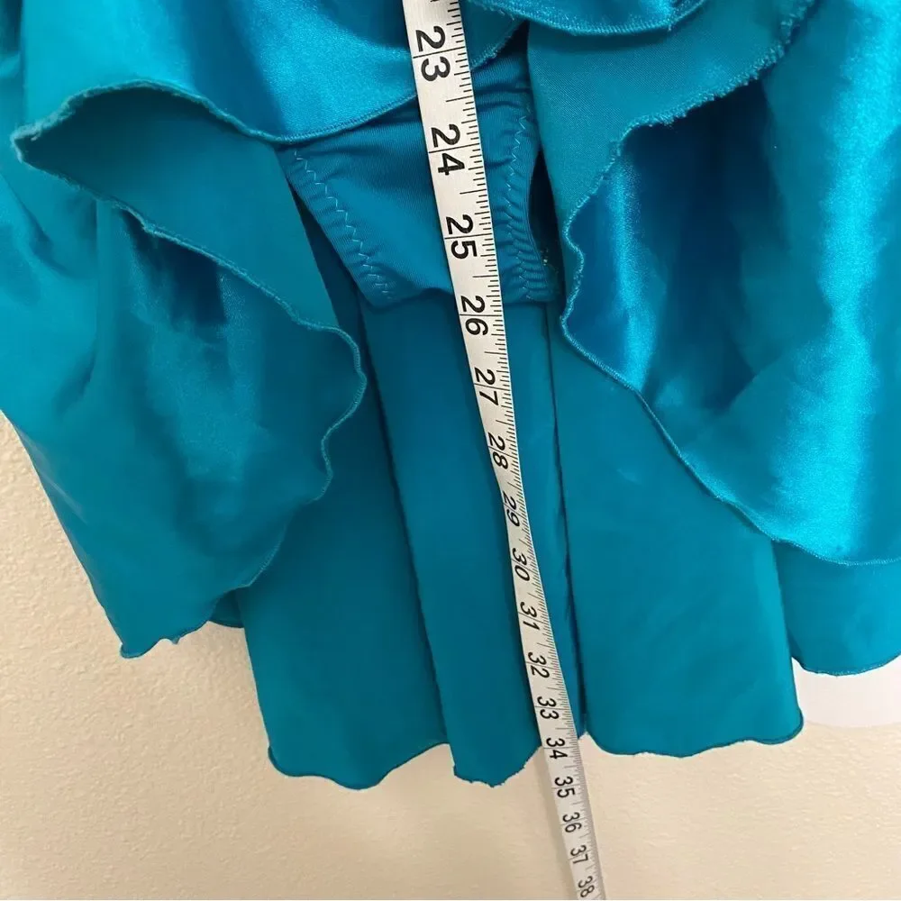 Custom Solo Dance Costume Teal Blue Lyrical Competition nude illusion SA adult